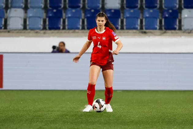 Noemi Ivelj Switzerland, 04 on the ball , Switzerland, Football, UEFA Womens World Cup Qualification, Group B 2, Switzerland vs Northern Ireland, 03 03 2026, Lausanne Stade de la Tuiliere Switzerland Copyright: xGrantxHubbsx