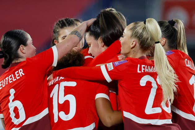 Goal celebration Switzerland at 2-0 by Svenja Fölmli Switzerland, 17 , Switzerland, Soccer, UEFA Womens World Cup Qualification, Group B 2, Switzerland vs Northern Ireland, 03 03 2026, Lausanne Stade de la Tuiliere Switzerland Copyright: xGrantxHubbsx