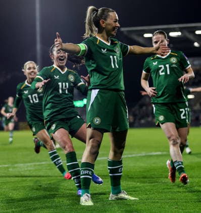 2027 FIFA Women s World Cup Qualifier, Tallaght Stadium, Dublin 3 3 2026 Republic of Ireland WNT vs France Ireland™s Katie McCabe celebrates after she scores her sides 1st goal of the match Katie McCabe celebrates after she scores her sides 1st goal of the match 3 3 2026  Copyright: x INPHO RyanxByrnex RB2_4553