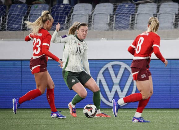 2027 FIFA Women s World Cup Qualifier Group F, Stade de la Tuiliere, Lausanne, Switzerland 3 3 2026 Switzerland vs Northern Ireland Switzerland s Alisha Lehmann with Northern Ireland™s Lauren Wade Alisha Lehmann with Lauren Wade 3 3 2026  Copyright: x INPHO Presseye WilliamxCherryx Switzerland v N Ireland_103
