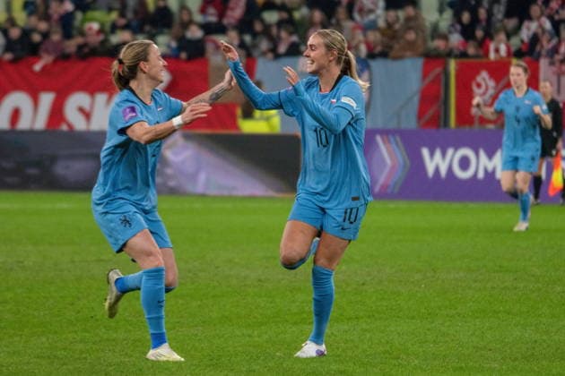 Gdansk 03.03.2026. Pilka nozna Mistrzostwa Swiata kobiet - Kwalifikacje - Liga A sezon 2025 2026 kolejka mecz: Polska - Holandia --- Football Women s World Cup - Qualification - League A season 2025 2026 round match: Poland - Holland nz Jill Roord Lynn Wilms Fot. Wojciech Malachowski Arena Akcji NEWSPIX.PL --- newspix.pl POLAND OUT! 