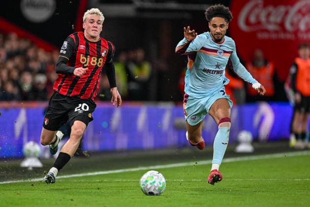 Bournemouth v Brentford Premier League Alex Jiminez of Bournemouth and Kevin Schade of Brentford during the Premier League match at the Vitality Stadium, Bournemouth 03 03 2026 UK Newspapers OUT Copyright: xJeremyxLandeyx FIL-23072-0020