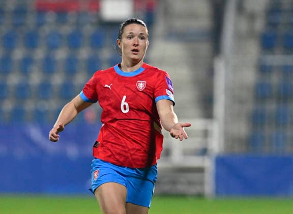 Eva Bartonova of Czech Republic reacts during the European qualifying round group B1 for 2027 Women s Football World Championship, WM, Weltmeisterschaft match Czech Republic vs Wales on 3 March 2026 in Uherske Hradiste, Czech Republic. (CTKxPhoto DaliborxGluck) CTKPhotoP2026030308486  CTKPhotoP2026030308486