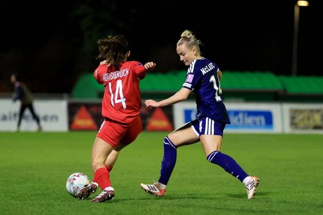 Rachel McLauchlan of Scotland in action against Olivia Konsbruck of Luxembourg Luxembourg Women v Scotland Women, 2027 FIFA Women s World Cup Qualifiers, Group D, Football, Stade mile Mayrisch, Luxembourg - 03 Mar 2026 Stade mile Mayrisch Luxembourg EDITORIAL USE ONLY No use with unauthorised audio, video, data, fixture lists, club league logos or live services. Online in-match use limited to 120 images, no video emulation. No use in betting, games or single club league player publications. Copyright: xGeorgexTewkesbury Shutterstockx 16719926av
