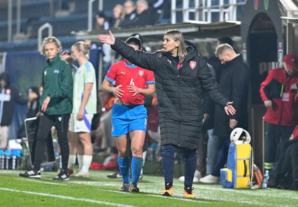 Czech coach Jitka Klimkova reacts during the European qualifying round group B1 for 2027 Women s Football World Championship, WM, Weltmeisterschaft match Czech Republic vs Wales on 3 March 2026 in Uherske Hradiste, Czech Republic. (CTKxPhoto DaliborxGluck) CTKPhotoP2026030308527  CTKPhotoP2026030308527