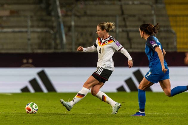 GER, UEFA Qualification for the FIFA Womens World Cup 2027, Germany Slovenia 03 03 2026, Rudolf Harbig Stadium, Dresden, GER, UEFA Qualification for the FIFA Womens World Cup 2027, Germany Slovenia Rebecca Knaak Germany 4 Single Action Action Â nordphotoxGmbHxx xAlexanderxTrienitz nph00051