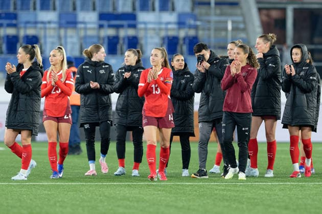 Lausanne, Switzerland - March 03 : Switzerland celebrates after winning during the FIFA Women s World Cup 2027 Qualifiers match between Switzerland and Northern Ireland at Stade de la Tuiliere on March 03 , 2026 in Lausanne, Switzerland. (Photo by Giuseppe Velletri SPP) Copyright: xGiuseppexVelletrix xSPPx Sportspressphoto_SPR100680