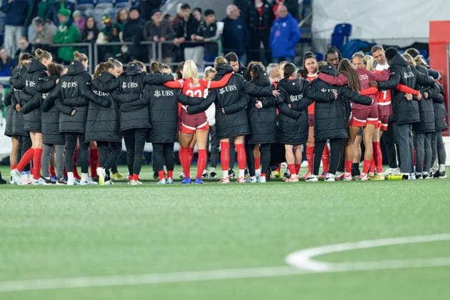 Lausanne, Switzerland - March 03 : Switzerland celebrates after winning during the FIFA Women s World Cup 2027 Qualifiers match between Switzerland and Northern Ireland at Stade de la Tuiliere on March 03 , 2026 in Lausanne, Switzerland. (Photo by Giuseppe Velletri SPP) Copyright: xGiuseppexVelletrix xSPPx Sportspressphoto_SPR100682
