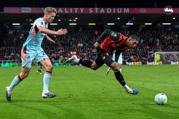 Bournemouth v Brentford Premier League Rayan of Bournemouth gets past Kristoffer Ajer of Brentford during the Premier League match at the Vitality Stadium, Bournemouth 03 03 2026 UK Newspapers OUT Copyright: xJeremyxLandeyx FIL-23072-0030