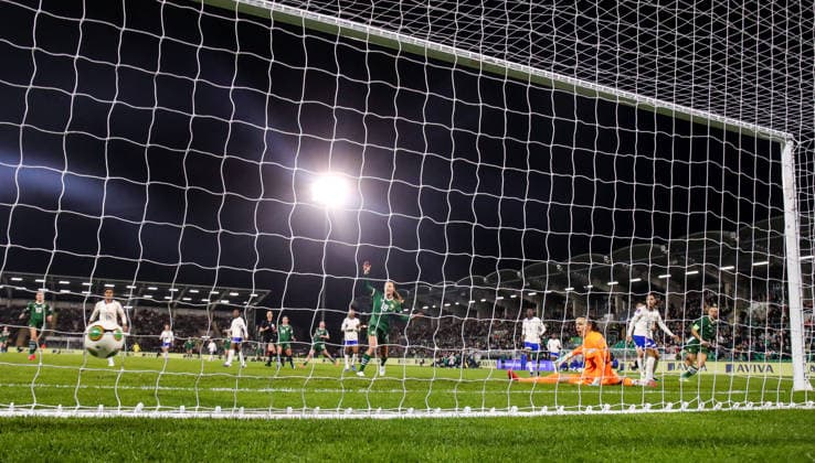 2027 FIFA Women s World Cup Qualifier, Tallaght Stadium, Dublin 3 3 2026 Republic of Ireland WNT vs France Katie McCabe of Ireland scores a goal despite goalkeeper Constance Picaud of France Katie McCabe scores a goal despite goalkeeper Constance Picaud 3 3 2026  Copyright: x INPHO NickxElliottx GH1_4532 copy