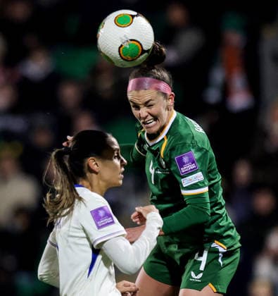 2027 FIFA Women s World Cup Qualifier, Tallaght Stadium, Dublin 3 3 2026 Republic of Ireland WNT vs France Ireland™s Caitlin Hayes wins a header Caitlin Hayes wins a header 3 3 2026  Copyright: x INPHO RyanxByrnex RB1_4353