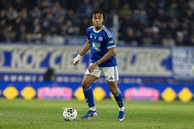 FOOTBALL : Racing Strasbourg (RCS) vs Reims - Coupe de France - Strasbourg - 03 03 26 Sebastian Nanasi 11 (RCS) et Valentin Barco 32 (RCS)  Copyright: xelyxandroxcegarrax