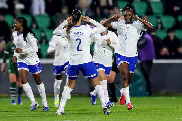 2027 FIFA Women s World Cup Qualifier, Tallaght Stadium, Dublin 3 3 2026 Republic of Ireland WNT vs France France™s Melvine Malard celebrates with MaÃ«lle Lakrar after she scores her sides 1st goal of the match Melvine Malard celebrates with MaÃ«lle Lakrar after she scores her sides 1st goal of the match 3 3 2026  Copyright: x INPHO RyanxByrnex RB1_4896