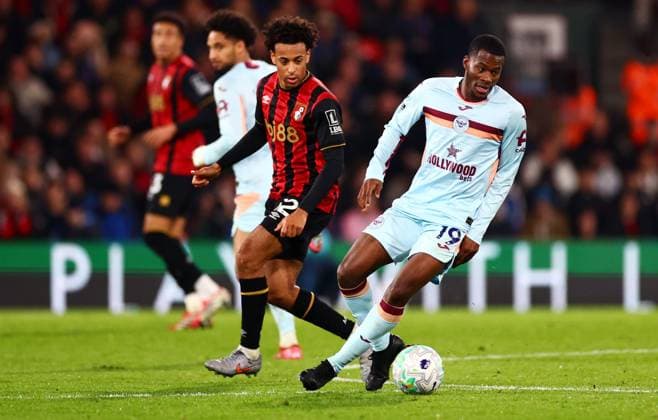 Dango Ouattara of Brentford. AFC Bournemouth v Brentford, Premier League, Football, Vitality Stadium, Bournemouth, UK - 03 Mar 2026Bournemouth Vitality Stadium United Kingdom EDITORIAL USE ONLY No use with unauthorised audio, video, data, fixture lists, club league logos or live services. Online in-match use limited to 120 images, no video emulation. No use in betting, games or single club league player publications.  Copyright: xJamesxMarsh Shutterstockx 16719986ba