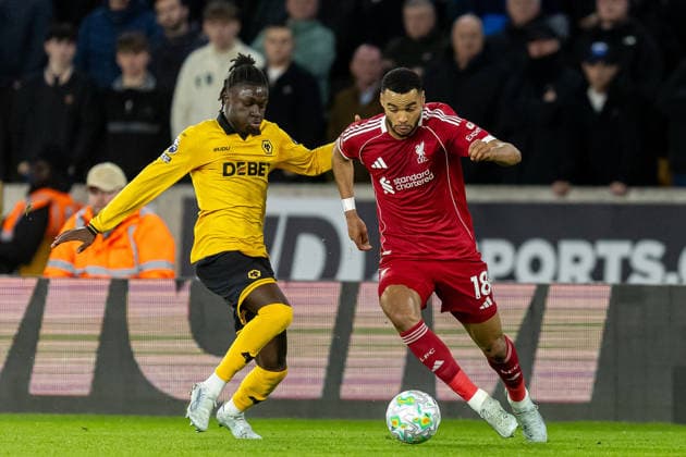Wolverhampton Wanderers v Liverpool, Premier League Liverpool forward Cody Gakpo (18) runs forward on wing during the Premier League match between Wolverhampton Wanderers and Liverpool at Molineux, Wolverhampton, UK on 3 March 2026. Wolverhampton Molineux West Midlands UK Editorial use only DataCo restrictions apply See www.football-dataco.com , Copyright: xManjitxNarotrax PSI-23833-0040