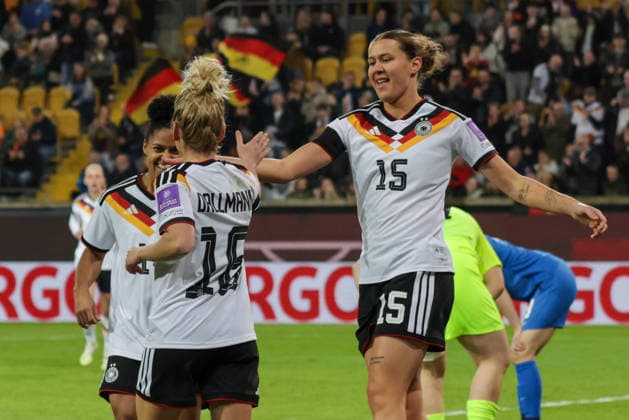 03 03 2026, xgrfx, Soccer World Cup Qualification , Germany Women Slovenia Women v l Goal, Linda Dallmann Deutsche Frauennationalmannschaft DFL DFB REGULATIONS PROHIBIT ANY USE OF PHOTOGRAPHS as IMAGE SEQUENCES and or QUASI VIDEO Dresden