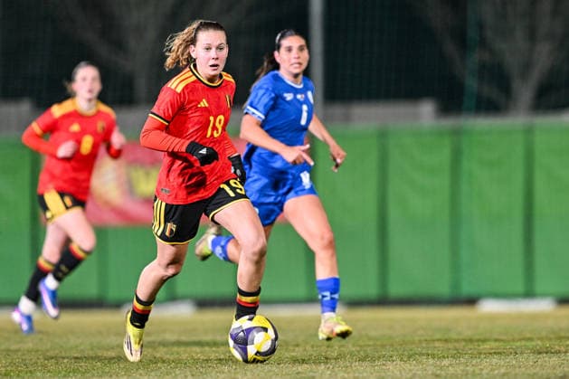 SOCCER WOMEN UEFA QUALIFIERS B4 MD1 ISRAEL VS BELGIUM Jarne Teulings (19) of Belgium pictured during a women football game between the national teams of Israel and Belgium, called the Red Flames, on the first match day in League B Group B4 in the league stage of the 2026-27 UEFA Women s European Qualifiers competition , on Tuesday 3 March 2026 in Budapest , Hungary . PHOTO SPORTPIX Stijn Audooren Budapest BSC Stadium - Budaors Hungary  Copyright: xSportpix.bex xStijnxAudoorenxStijnxAudoorenx
