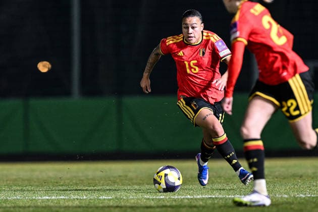 SOCCER WOMEN UEFA QUALIFIERS B4 MD1 ISRAEL VS BELGIUM Mariam Abdulai Toloba (15) of Belgium pictured during a women football game between the national teams of Israel and Belgium, called the Red Flames, on the first match day in League B Group B4 in the league stage of the 2026-27 UEFA Women s European Qualifiers competition , on Tuesday 3 March 2026 in Budapest , Hungary . PHOTO SPORTPIX Stijn Audooren Budapest BSC Stadium - Budaors Hungary  Copyright: xSportpix.bex xStijnxAudoorenxStijnxAudoorenx
