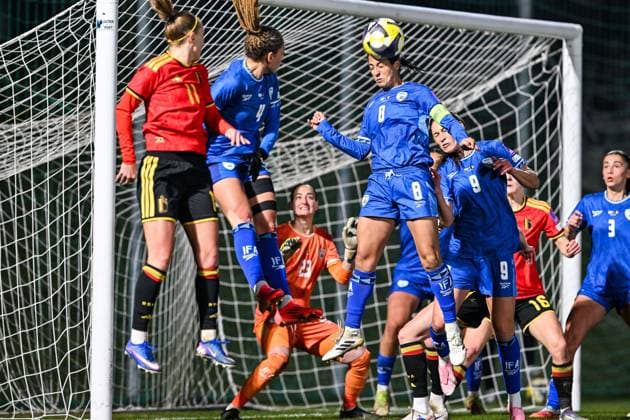 SOCCER WOMEN UEFA QUALIFIERS B4 MD1 ISRAEL VS BELGIUM Shani David (8) of Israel pictured during a women football game between the national teams of Israel and Belgium, called the Red Flames, on the first match day in League B Group B4 in the league stage of the 2026-27 UEFA Women s European Qualifiers competition , on Tuesday 3 March 2026 in Budapest , Hungary . PHOTO SPORTPIX Stijn Audooren Budapest BSC Stadium - Budaors Hungary  Copyright: xSportpix.bex xStijnxAudoorenxStijnxAudoorenx