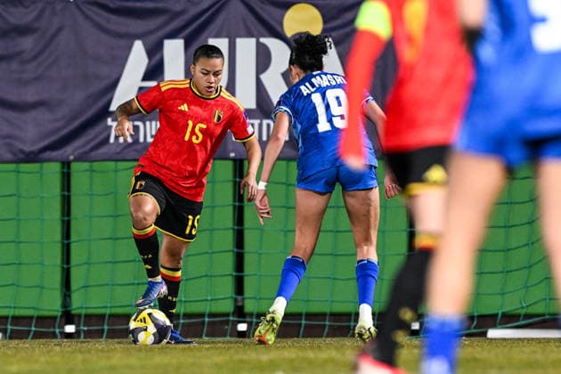 SOCCER WOMEN UEFA QUALIFIERS B4 MD1 ISRAEL VS BELGIUM Mariam Abdulai Toloba (15) of Belgium pictured during a women football game between the national teams of Israel and Belgium, called the Red Flames, on the first match day in League B Group B4 in the league stage of the 2026-27 UEFA Women s European Qualifiers competition , on Tuesday 3 March 2026 in Budapest , Hungary . PHOTO SPORTPIX Stijn Audooren Budapest BSC Stadium - Budaors Hungary  Copyright: xSportpix.bex xStijnxAudoorenxStijnxAudoorenx