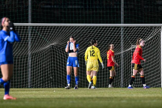 SOCCER WOMEN UEFA QUALIFIERS B4 MD1 ISRAEL VS BELGIUM Noa Selimhodzic (11) of Israel reacts dejected after missing a chance pictured during a women football game between the national teams of Israel and Belgium, called the Red Flames, on the first match day in League B Group B4 in the league stage of the 2026-27 UEFA Women s European Qualifiers competition , on Tuesday 3 March 2026 in Budapest , Hungary . PHOTO SPORTPIX Stijn Audooren Budapest BSC Stadium - Budaors Hungary  Copyright: xSportpix.bex xStijnxAudoorenxStijnxAudoorenx