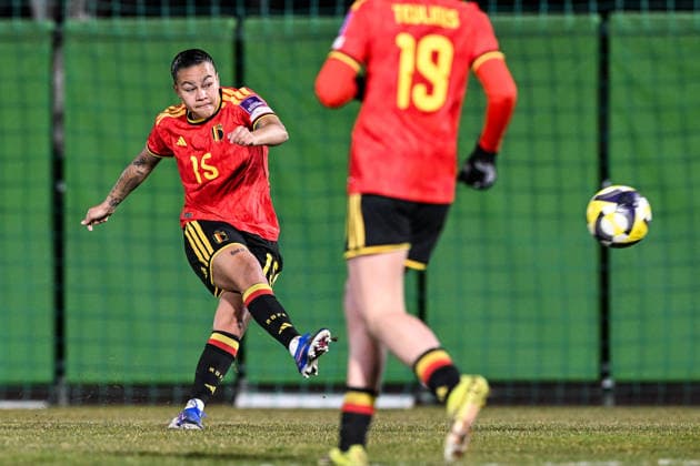 SOCCER WOMEN UEFA QUALIFIERS B4 MD1 ISRAEL VS BELGIUM Mariam Abdulai Toloba (15) of Belgium pictured during a women football game between the national teams of Israel and Belgium, called the Red Flames, on the first match day in League B Group B4 in the league stage of the 2026-27 UEFA Women s European Qualifiers competition , on Tuesday 3 March 2026 in Budapest , Hungary . PHOTO SPORTPIX Stijn Audooren Budapest BSC Stadium - Budaors Hungary  Copyright: xSportpix.bex xStijnxAudoorenxStijnxAudoorenx