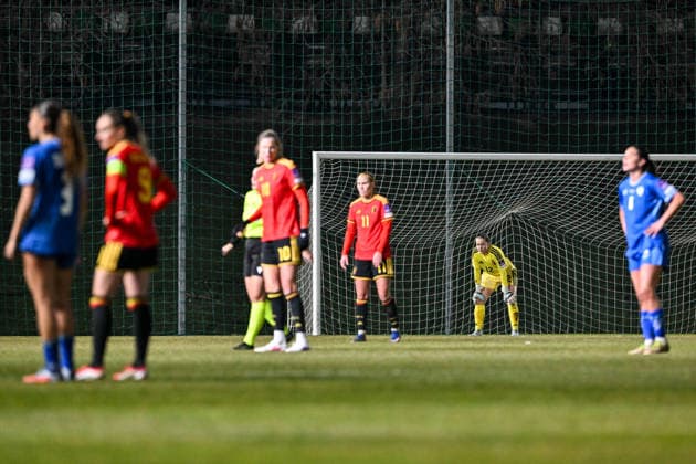 SOCCER WOMEN UEFA QUALIFIERS B4 MD1 ISRAEL VS BELGIUM goalkeeper Diede Lemey (12) of Belgium pictured during a women football game between the national teams of Israel and Belgium, called the Red Flames, on the first match day in League B Group B4 in the league stage of the 2026-27 UEFA Women s European Qualifiers competition , on Tuesday 3 March 2026 in Budapest , Hungary . PHOTO SPORTPIX Stijn Audooren Budapest BSC Stadium - Budaors Hungary  Copyright: xSportpix.bex xStijnxAudoorenxStijnxAudoorenx