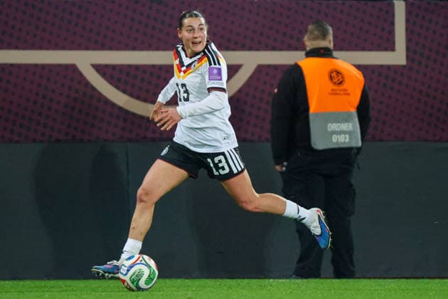 Dresden, Germany 03 March 2026 International match for Womens World Cup Qualification Germany Women vs Slovenia Women In the picture Carlotta Wamser Germany Copyright: HMBxMedia MadeleinexFantini