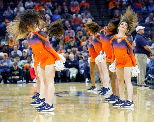 March 03, 2026: Virginia dance squad performs for the crowd during a NCAA, College League, USA Men s Basketball game between the Wake Forest Demon Deacons and the University of Virginia Cavaliers at John Paul Jones Arena in Charlottesville, VA. CSM Charlottesville United States of America - ZUMAc04_ 20260303_zma_c04_021 Copyright: xJustinxCooperx