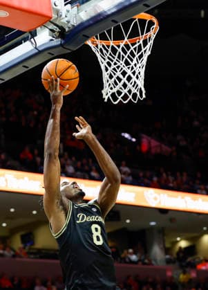 March 03, 2026: Wake Forest Demon Deacons Guard 8 Mekhi Mason goes to the hoop during a NCAA, College League, USA Men s Basketball game between the Wake Forest Demon Deacons and the University of Virginia Cavaliers at John Paul Jones Arena in Charlottesville, VA. CSM Charlottesville United States of America - ZUMAc04_ 20260303_zma_c04_046 Copyright: xJustinxCooperx