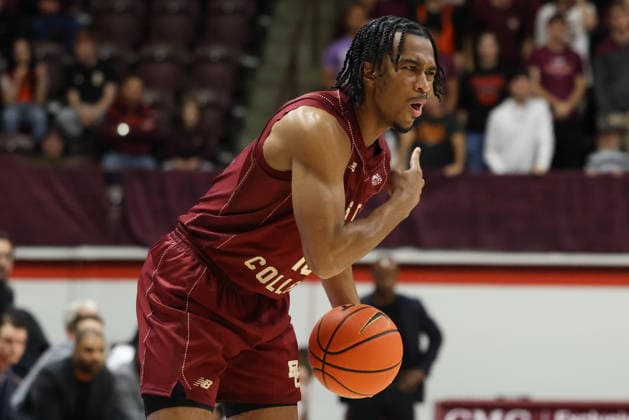 March 3, 2026: Boston College Eagles guard Donald Hand Jr. (13) motions to a teammate during the NCAA, College League, USA Mens Basketball game between Boston College Eagles and Virginia Tech Hokies at Cassell Coliseum in Blacksburg, Virginia. CSM Blacksburg USA - ZUMAc04_ 20260303_zma_c04_053 Copyright: xGregxAtkinsx