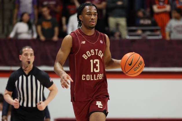 March 3, 2026: Boston College Eagles guard Donald Hand Jr. (13) brings the ball up during the NCAA, College League, USA Mens Basketball game between Boston College Eagles and Virginia Tech Hokies at Cassell Coliseum in Blacksburg, Virginia. CSM Blacksburg USA - ZUMAc04_ 20260303_zma_c04_069 Copyright: xGregxAtkinsx