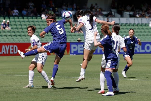 SOCCER ASIAN CUP JAPAN TAIWAN, Su Sin-Yun of Chinese Taipei heads on goal during the AFC Women™s Asian Cup Group C match between Japan and Taiwan at HBF Park in Perth, Wednesday, March 4, 2026. ( NO ARCHIVING, EDITORIAL USE ONLY PERTH WESTERN AUSTRALIA AUSTRALIA  Copyright: xRICHARDxWAINWRIGHTx 20260304116264803266