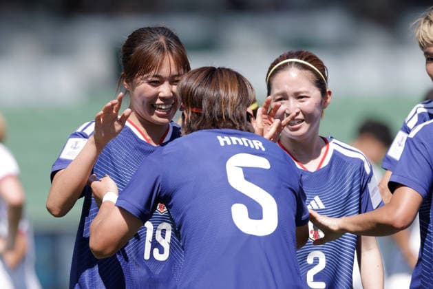 SOCCER ASIAN CUP JAPAN TAIWAN, Momoko Tanikawa (left) of Japan is congratulated by Hana Takahashi after scoring a goal during the AFC Women™s Asian Cup Group C match between Japan and Taiwan at HBF Park in Perth, Wednesday, March 4, 2026. ( NO ARCHIVING, EDITORIAL USE ONLY PERTH WESTERN AUSTRALIA AUSTRALIA  Copyright: xRICHARDxWAINWRIGHTx 20260304185827940739
