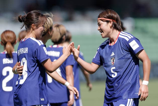 SOCCER ASIAN CUP JAPAN TAIWAN, Momoko Tanikawa (left) of Japan is congratulated by Hana Takahashi after scoring a goal during the AFC Women™s Asian Cup Group C match between Japan and Taiwan at HBF Park in Perth, Wednesday, March 4, 2026. ( NO ARCHIVING, EDITORIAL USE ONLY PERTH WESTERN AUSTRALIA AUSTRALIA  Copyright: xRICHARDxWAINWRIGHTx 20260304141074132303