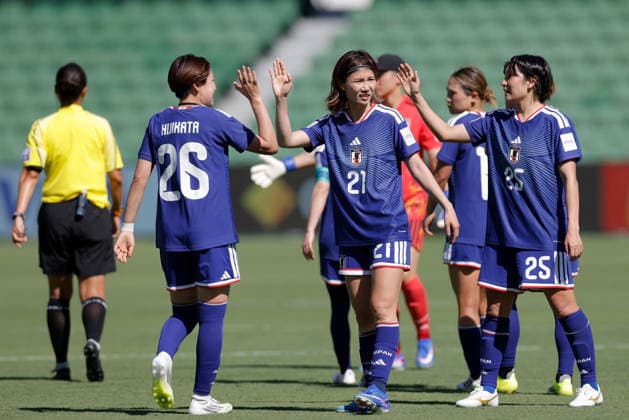 SOCCER ASIAN CUP JAPAN TAIWAN, Miyabi Moriya of Japan celebrates with teammates after winning the AFC Women™s Asian Cup Group C match between Japan and Taiwan at HBF Park in Perth, Wednesday, March 4, 2026. ( NO ARCHIVING, EDITORIAL USE ONLY PERTH WESTERN AUSTRALIA AUSTRALIA  Copyright: xRICHARDxWAINWRIGHTx 20260304126504413594