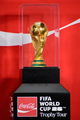 Mexico™s President Claudia Sheinbaum Holds World Cup Trophy Tour press conference, PK, Pressekonferenz The Original FIFA World Cup, WM, Weltmeisterschaft, Fussball trophy is seen during a press conference for the FIFA World Cup trophy tour at the National Palace. on March 3, 2026 in Mexico City, Mexico. Mexico City CDMX Mexico Copyright: xLuisxBarronx