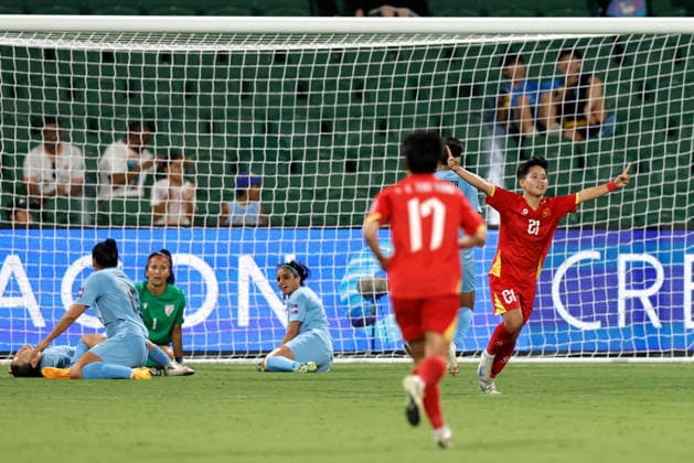 SOCCER ASIAN CUP VIETNAM INDIA, Ngan Thi Van Su of Vietnam celebrates after scoring a goal during the AFC Women™s Asian Cup Group C match between Vietnam and India at HBF Park in Perth, Wednesday, March 4, 2026. ( NO ARCHIVING, EDITORIAL USE ONLY PERTH WESTERN AUSTRALIA AUSTRALIA  Copyright: xRICHARDxWAINWRIGHTx 20260305189609726145