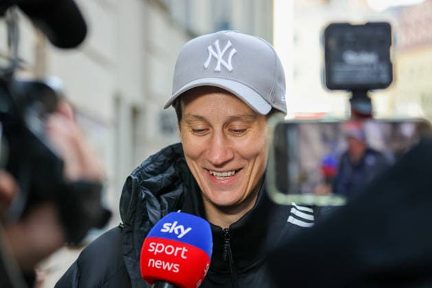 Dresden, Germany 04 March 2026 Interview in Dresden In the picture goalkeeper Ann Katrin Berger Germany in an interview after the win against Slovenia in Dresden Copyright: HMBxMedia MadeleinexFantini