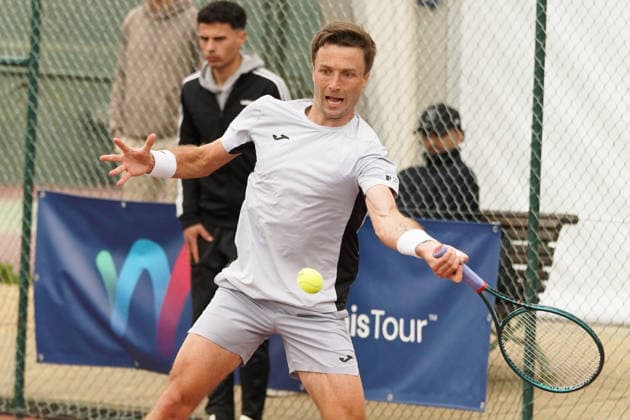 RECORD DATE NOT STATED ITF M25 Faro Men s Singles Tennis Tournament - 1st Round - Liam Broady (GBR) vs Francisco Rocha (POR), Faro, Portugal. March 4th, 2026. Clube de Tenis de Faro, Faro, Portugal. Liam Broady of Great Britain during the ITF M25 Faro Men s Singles Tennis Tournament 1st Round match versus Francisco Rocha of Portugal, played in hard court with Wilson Roland Garros All Court Deca (Type 2) balls. Credit: Nuno Pires Veloso Alamy Live News. Copyright: xx