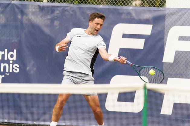 RECORD DATE NOT STATED ITF M25 Faro Men s Singles Tennis Tournament - 1st Round - Liam Broady (GBR) vs Francisco Rocha (POR), Faro, Portugal. March 4th, 2026. Clube de Tenis de Faro, Faro, Portugal. Liam Broady of Great Britain during the ITF M25 Faro Men s Singles Tennis Tournament 1st Round match versus Francisco Rocha of Portugal, played in hard court with Wilson Roland Garros All Court Deca (Type 2) balls. Credit: Nuno Pires Veloso Alamy Live News. Copyright: xx