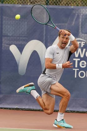 RECORD DATE NOT STATED ITF M25 Faro Men s Singles Tennis Tournament - 1st Round - Liam Broady (GBR) vs Francisco Rocha (POR), Faro, Portugal. March 4th, 2026. Clube de Tenis de Faro, Faro, Portugal. Liam Broady of Great Britain during the ITF M25 Faro Men s Singles Tennis Tournament 1st Round match versus Francisco Rocha of Portugal, played in hard court with Wilson Roland Garros All Court Deca (Type 2) balls. Credit: Nuno Pires Veloso Alamy Live News. Copyright: xx