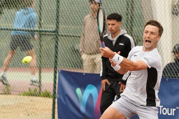 RECORD DATE NOT STATED ITF M25 Faro Men s Singles Tennis Tournament - 1st Round - Liam Broady (GBR) vs Francisco Rocha (POR), Faro, Portugal. March 4th, 2026. Clube de Tenis de Faro, Faro, Portugal. Liam Broady of Great Britain during the ITF M25 Faro Men s Singles Tennis Tournament 1st Round match versus Francisco Rocha of Portugal, played in hard court with Wilson Roland Garros All Court Deca (Type 2) balls. Credit: Nuno Pires Veloso Alamy Live News. Copyright: xx