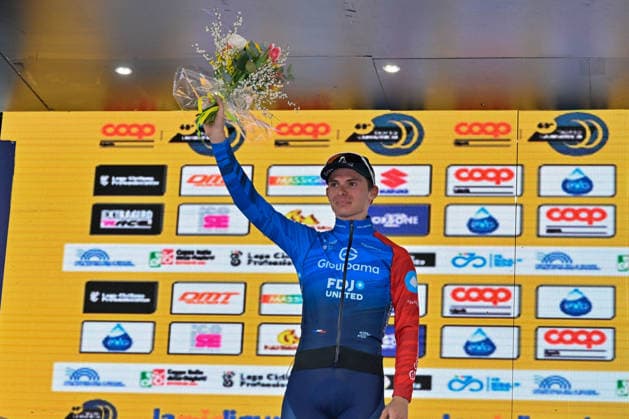 CICLISMO - Ciclismo Su Strada - Trofeo Laigueglia 2026 Romin Gregoire (GROUPAMA FDJ UNITED) 2Â° Classified - Santiago Buitrago (BAHRAIN VICTORIOUS) 1Â° classified - Antonio Tiberi (BAHRAIN VICTORIOUS) 3Â° classified during Trofeo Laigueglia 2026, Street Cycling race in Savona, Italy, March 04 2026 Savona Italy  Copyright: xIPAxSport ABACAx