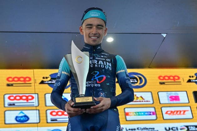CICLISMO - Ciclismo Su Strada - Trofeo Laigueglia 2026 Romin Gregoire (GROUPAMA FDJ UNITED) 2Â° Classified - Santiago Buitrago (BAHRAIN VICTORIOUS) 1Â° classified - Antonio Tiberi (BAHRAIN VICTORIOUS) 3Â° classified during Trofeo Laigueglia 2026, Street Cycling race in Savona, Italy, March 04 2026 Savona Italy  Copyright: xIPAxSport ABACAx