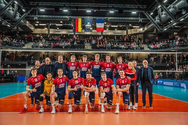 Volleyball Men CEV Cup 2026 SVG Lüneburg vs Alterna SPVB POITIERS 04 03 2026 SVG Lüneburg at the team photo before the match