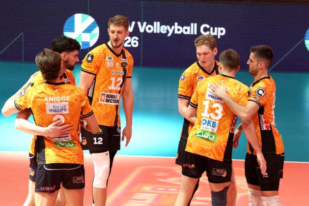 DEU, CEV Cup, BR Volleys vs Picenza Volleys, 04 03 2026, Max Schmeling Halle, Berlin, DEU, CEV Cup, BR Volleys vs Picenza Volleys, in the picture BR Volleys players circle nordphotoxGmbHx xEngler nph00076