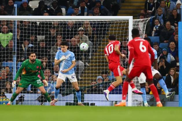 Morgan Gibbs-White of Nottingham Forest heads at goal Manchester City v Nottingham Forest, Premier League, Football, Etihad Stadium, Manchester, UK - 04 Mar 2026Manchester Etihad Stadium United Kingdom EDITORIAL USE ONLY No use with unauthorised audio, video, data, fixture lists, club league logos or live services. Online in-match use limited to 120 images, no video emulation. No use in betting, games or single club league player publications. Copyright: xPaulxCurrie Shutterstockx 16720019x