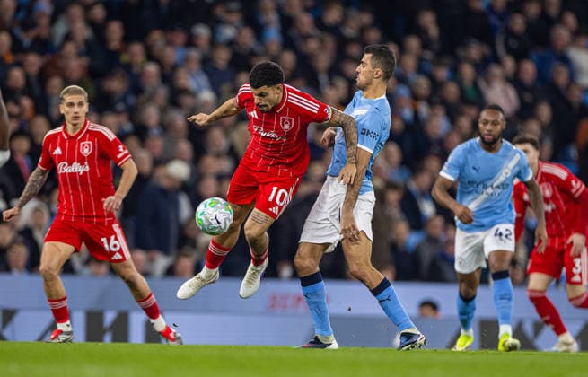 Football - FA Premier League - Manchester City FC v Nottingham Forest FC MANCHESTER, ENGLAND - Wednesday, March 4, 2026: Nottingham Forest s Morgan Gibbs-White during the FA Premier League match between Manchester City FC and Nottingham Forest FC at the City of Manchester Stadium. (Photo by David Rawcliffe Propaganda) MANCHESTER City of Manchester Stadium GREATER MANCHESTER ENGLAND  Copyright: xDavidxRawcliffex P2026-03-04-Man_City_Notts_Forest-13
