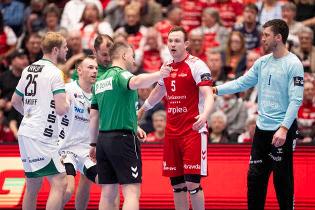 DENMARK CL Men s Handball Aalborg Handball Füchse Berlin Aalborg s Sander Sagosen 5 receives a two minute suspension during the Champions League men s handball match between Aalborg Handball and Füchse Berlin at Gigantium in Aalborg on Wednesday, March 4, 2026 Photo Bo Amstrup Ritzau Scanpix , Aalborg Denmark Mors  Copyright: BoxAmrstrupx xRitzauxScanpix BoxAmstrupx spdk20260304-204012-L